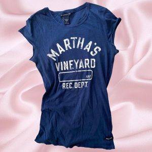 SOLD ON DEPOP Trendy Y2k Navy Blue Coastal baby tee shirt